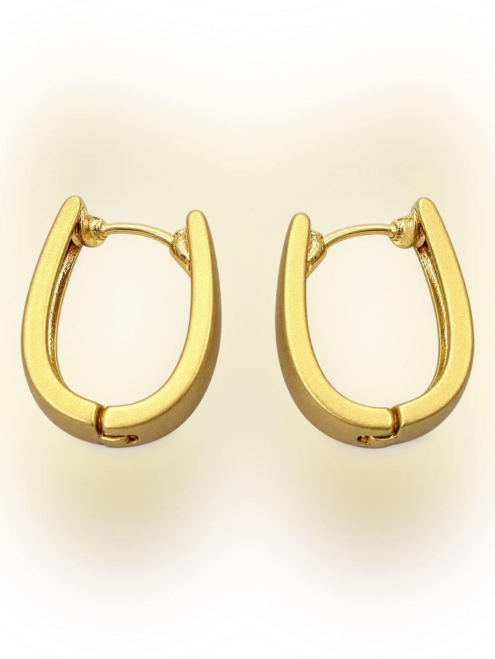 Gold Tone U-Shaped Huggie Hoop Earrings Minimalist Modern